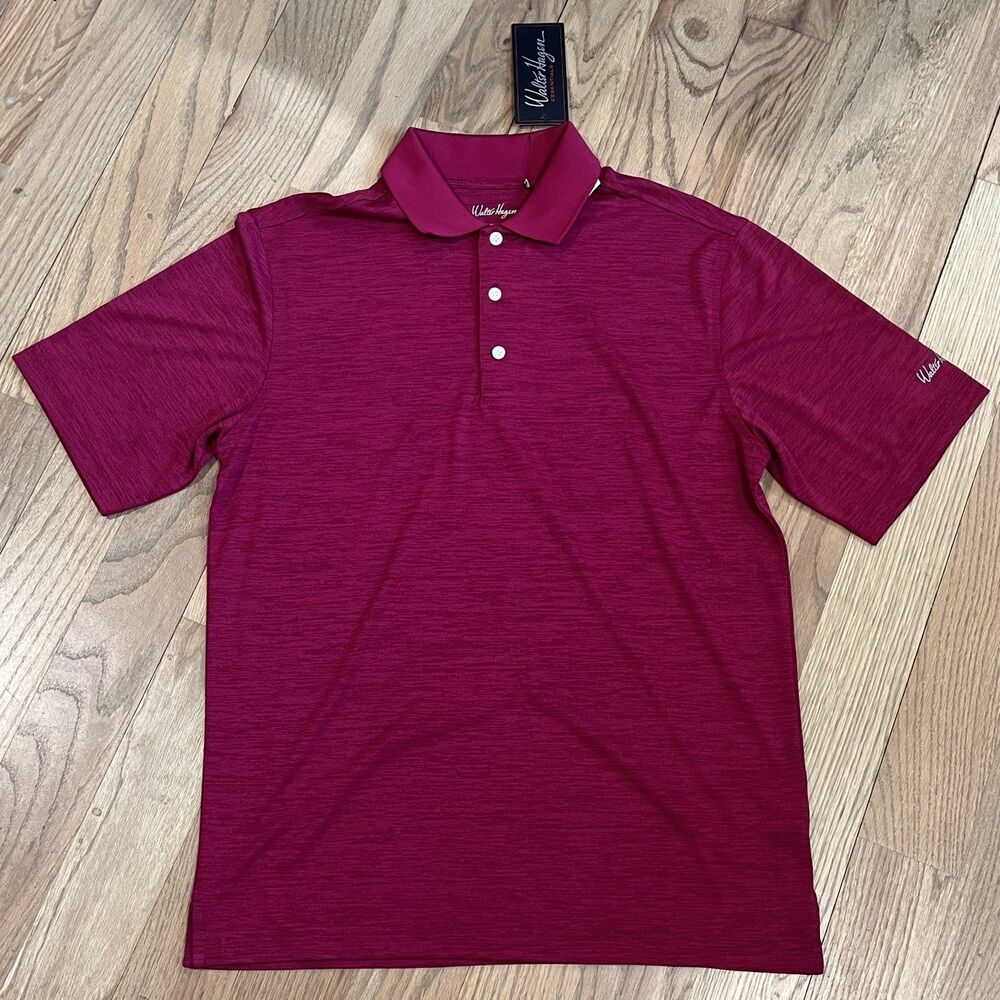 NWT Walter Hagen Golf Polo Shirt Mens Small Raspberry Space Dye HydroDri